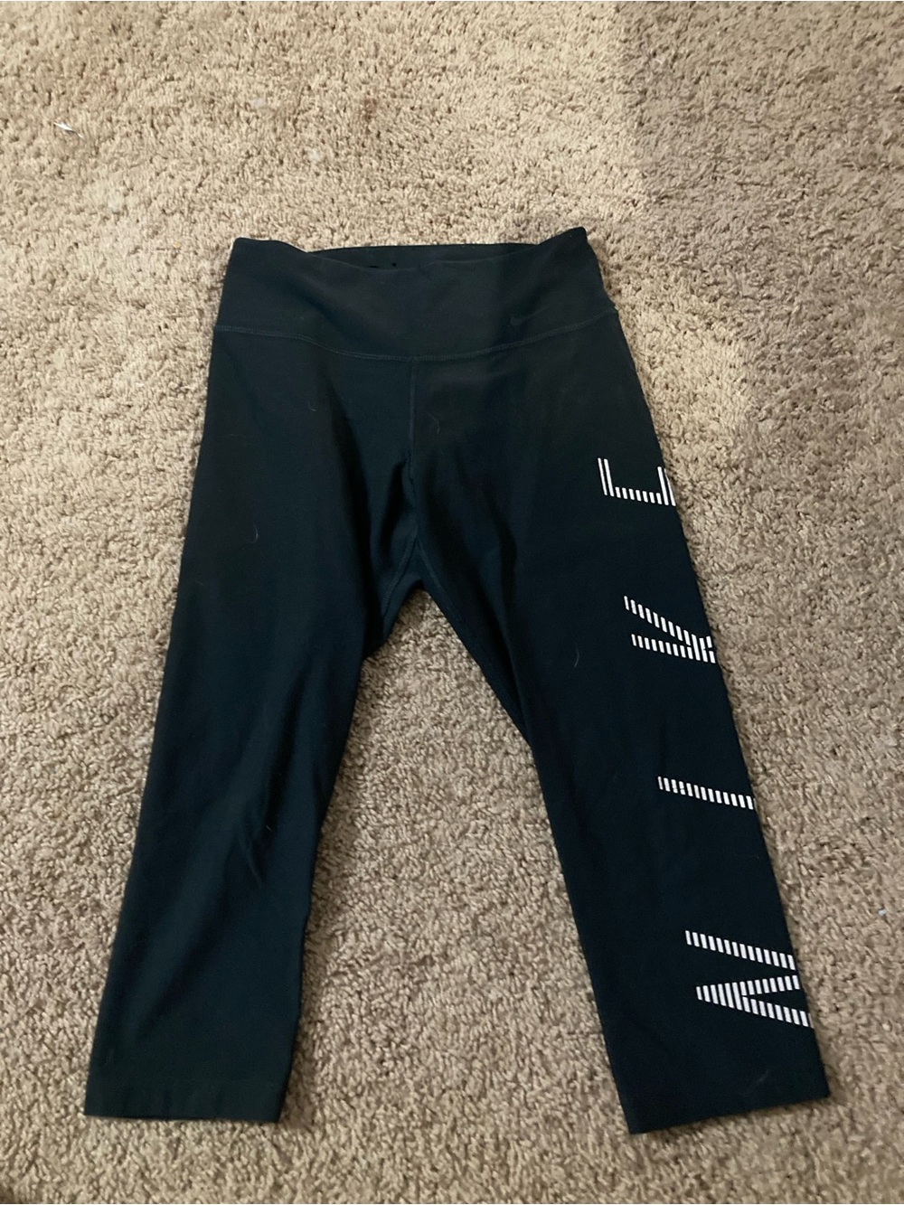 Nike Black Capri Leggings with White Side Logo
